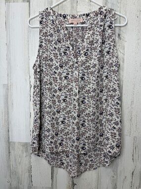Philosophy Cream Floral Print Sleeveless Camisole with Purple Accents